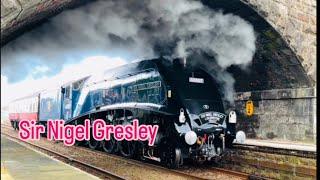 Sir Nigel Gresley steam locomotive train filling with water