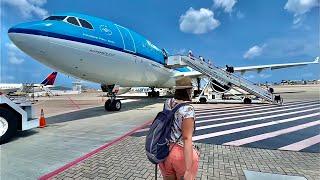  Sint Maarten SXM to Amsterdam Schiphol AMS  KLM Airbus A330 via Curaçao FULL FLIGHT REPORT