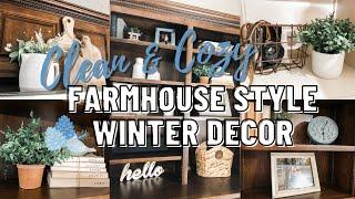 CLEAN & COZY FARMHOUSE STYLE WINTER DECOR // WINTER DECOR IDEAS // WINTER DECOR 2021