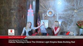 Dakota Fanning & Save The Children Light Empire State Building Red for Day of the Girl