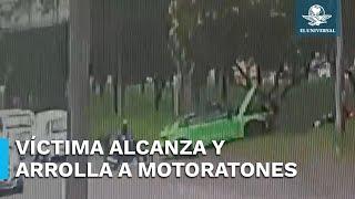 Motoratones asaltan a automovilista y éste los atropella