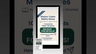 Best master cadre maths notes. WhatsApp At 9478618168 #MasterCadre #MathsNotes #PSTET #ETT