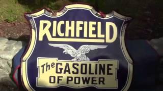 Original Rare Richfield Badge Porcelain Sign