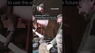 Ukrainian Soldiers Disassembling Anti-Tank Mine to Use Explosives #warinukraine
