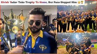 Elvish Yadav Take Trophy  To Home, Haryana  Elvish Mobbed By Fans Outside the Venue 