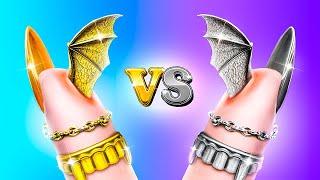 Gold Girl vs Silver Girl ! One Colored House Challenge!