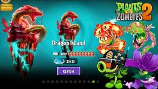 Plants vs Zombies 2 - New World Dragon Li IsLand & Plants Mega Gatling Pea in Version 11.7.1