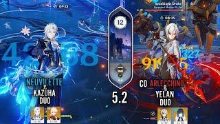 C2 Neuvillette kazuha Duo & C0 Arlecchino C0 yelan | Spiral Abyss 5.2 Floor 12 | Genshin Impact