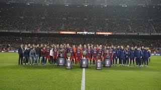 FC Barcelona present their 5 trophies to Camp Nou