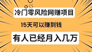 冷门零风险网赚项目，新手用15天可赚到钱，已经有人通过这个网赚项目月赚几万元！