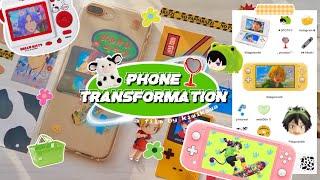  anime phone transformation;; ios 14 setup + phone case deco + cute phone strap keychain 