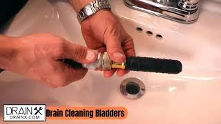 Hydro Pressure Drain Cleaning Bladder -Unclogs Stubborn Clogs in Sinks and all drains (many sizes)