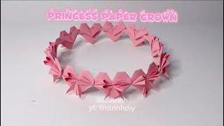 Princess Paper Crown - Heart Bow Origami - Cute Girly Pink Crown