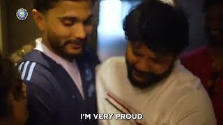 The Reddy family embrace Nitish after his extraordinary maiden Test century at the MCG