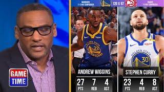 NBA Gametime reacts to Warriors destroy Hawks 120-97; Steph Curry and Wiggins combine for 50 Pts