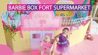 Barbie Supermarket Box Fort Pretend Play