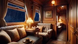 Orient Express train ambience on a rainy night | train and rain sounds for 10 hours