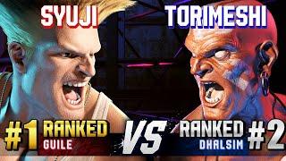 SF6 ▰ SYUJI (#1 Ranked Guile) vs TORIMESHI (#2 Ranked Dhalsim) ▰ High Level Gameplay