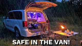 Solo Car Camping in Heavy Rain and Hail | Van Life Movie