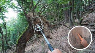 No Shortcuts! Steep Slope Metal Detecting With Late Reward!