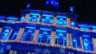 Christmas Lights on the Glasgow City Council Building in Scotland (23 November 2023)