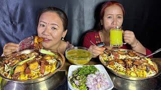SPICY PORK THUKPA EATING CHALLENGE ||Who wins? || JETHANI VS DEURANI || Rubi Rai Mukbang