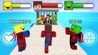 JJ vs Mikey LOVE ROAD Spider-Man SuperHero Game - Girl Prison Run - Maizen Minecraft Animation