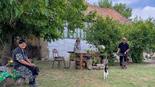 CAUCASIAN OLD GRANDMA HARVESTING CHERRY PLUM AND MAKING PICKLE | LAMB'S SAJ RECIPE | COUNTRY LIFE