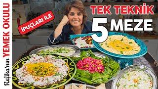 1 TEKNİK 5 MEZE  YILBAŞI SOFRASI MEZE ÇEŞİTLERİ Havuç Tarator, Yoğurtlu Kereviz ve Pancar Mezesi