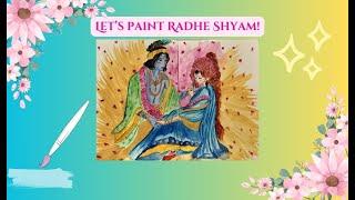 Krishna and Radha Painting | Janmashtami special | Water colors | Acrylic paints | Pencil colors |