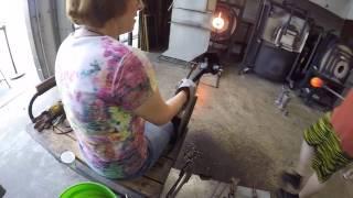 Mom blowing glass - Tacoma WA