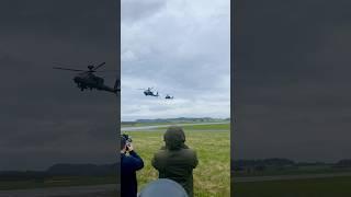 4x British Army Apache AH- 64D Attack Helicopters Take-Off In Formation from RAF Shawbury