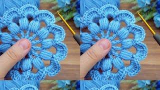 Woww!!!! blue color️ Very easy, very sweet crochet motif flower motif making #crochet #knitting