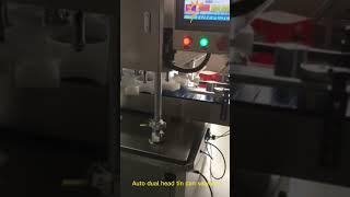 Automatic canning food metal container seamer machine, auto dual head tin can sealing machine