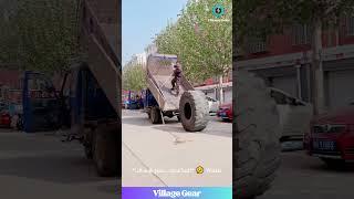 Truck Uses Its Own Butt to Load a Tire?!  Peak Engineering! #trucklife #lifehackgenius #funny