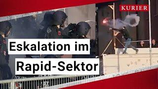 Ausschreitungen im Rapid-Sektor: Fans attackieren Polizisten