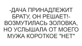 -Дача принадлежит брату, он решает!- возмутилась золовка, но услышала от моего мужа короткое "Нет"