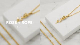 Gold Rose and Rope Chain Pendant Necklace - Best Gift For Him Jewelry Review LUGUS JEWELRY