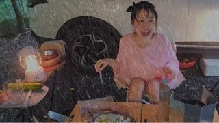 모든게 다 젖어버린 폭우 속 계곡 캠핑️️️ / 대전 선화동 매운 실비김치 먹방