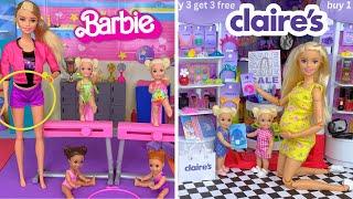 Barbie Doll Family Gymnastics Class and Claire's Shopping