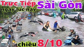 Trực Tiếp Sài Gòn ngay lúc này chiều 8/10 mưa lớn ngập sâu nhiều tuyến đường dẫn vào trung tâm