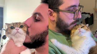 Cat Can't Stop Loving On Dad 