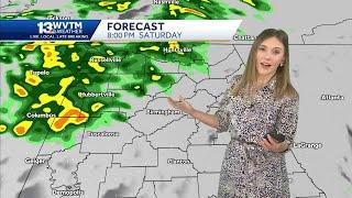 Clouds increase and rain returns to Alabama this weekend. Birmingham's 7-day forecast is warmer a...