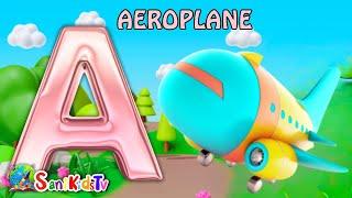 Phonics Song 2 with TWO Words in 3D - A For Airplane - ABC Alphabet Songs with Sounds for Children