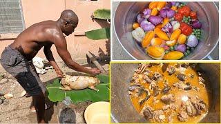 A pot full of Traditional local food !! How to prepare GOAT LIGHT SOUP in Ghana West Africa.