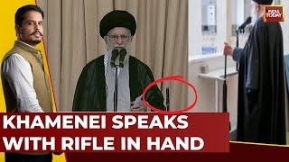 Iran-Israel War: Iran's Supreme Leader Ali Khamenei Addresses Friday Prayers With Sniper Rifle