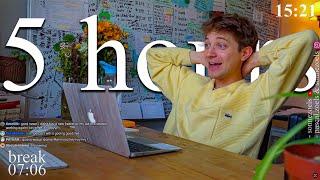 LIVE | 5-HOUR study with me ️ rain sounds & pomodoro timer 60 & 10