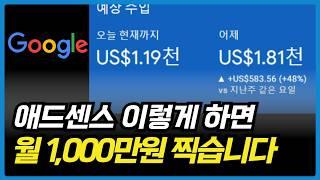 조금이라도 빨리 알았으면 좋았을 애드센스 월 1,000만원 찍는 방법