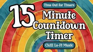 15 Minute RETRO RAINBOW Countdown Timer with Relaxing LoFi Music and Alarm Classroom Calm Down