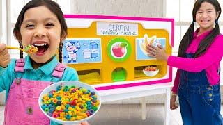 Jannie and Maddie Learn To Eat Healthy with the Cereal Vending Machine